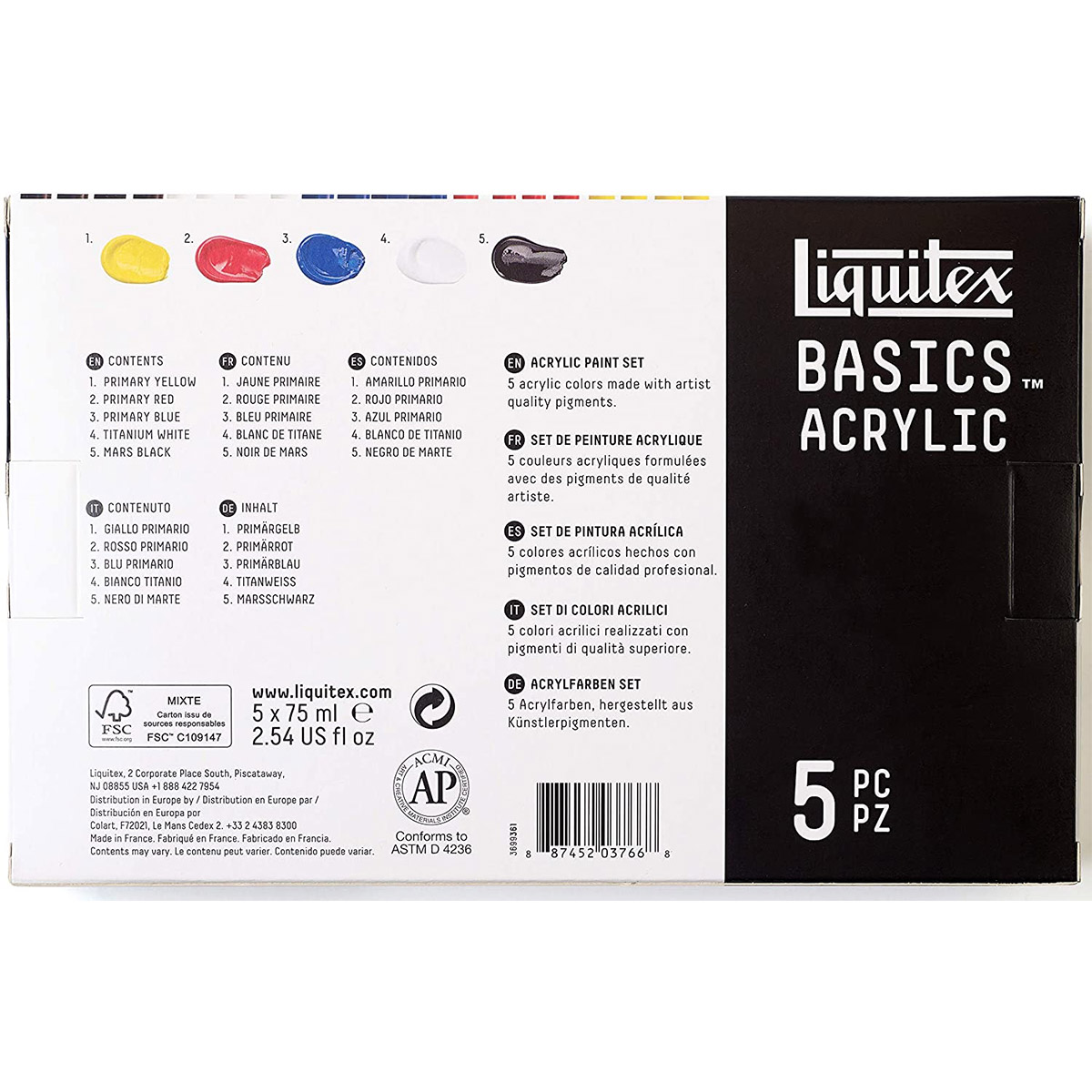 Liquitex Basics Acrylic 5 x 75ml Mediums Set