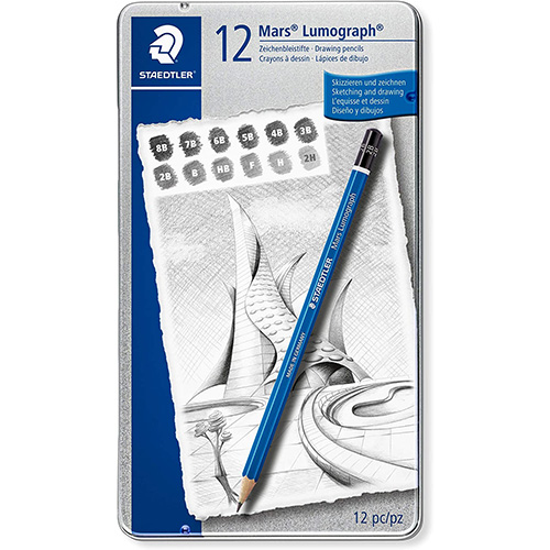 Amazon.com : Staedtler Mars Lumograph 12B Graphite Art Drawing Pencil,  Super Soft, Break-Resistant Bonded Lead, 12 Pack, 100-12B : Office Products