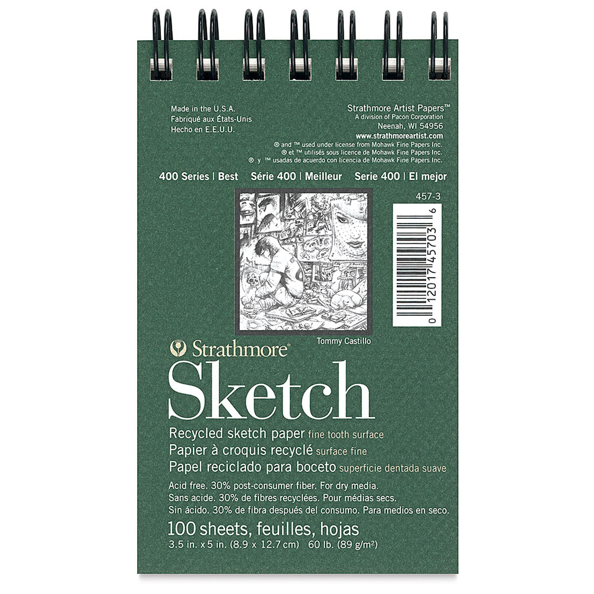 9x12 Wire Bound Strathmore 457-9 400 Series Recycled Sketch Pad 100 Sheets 