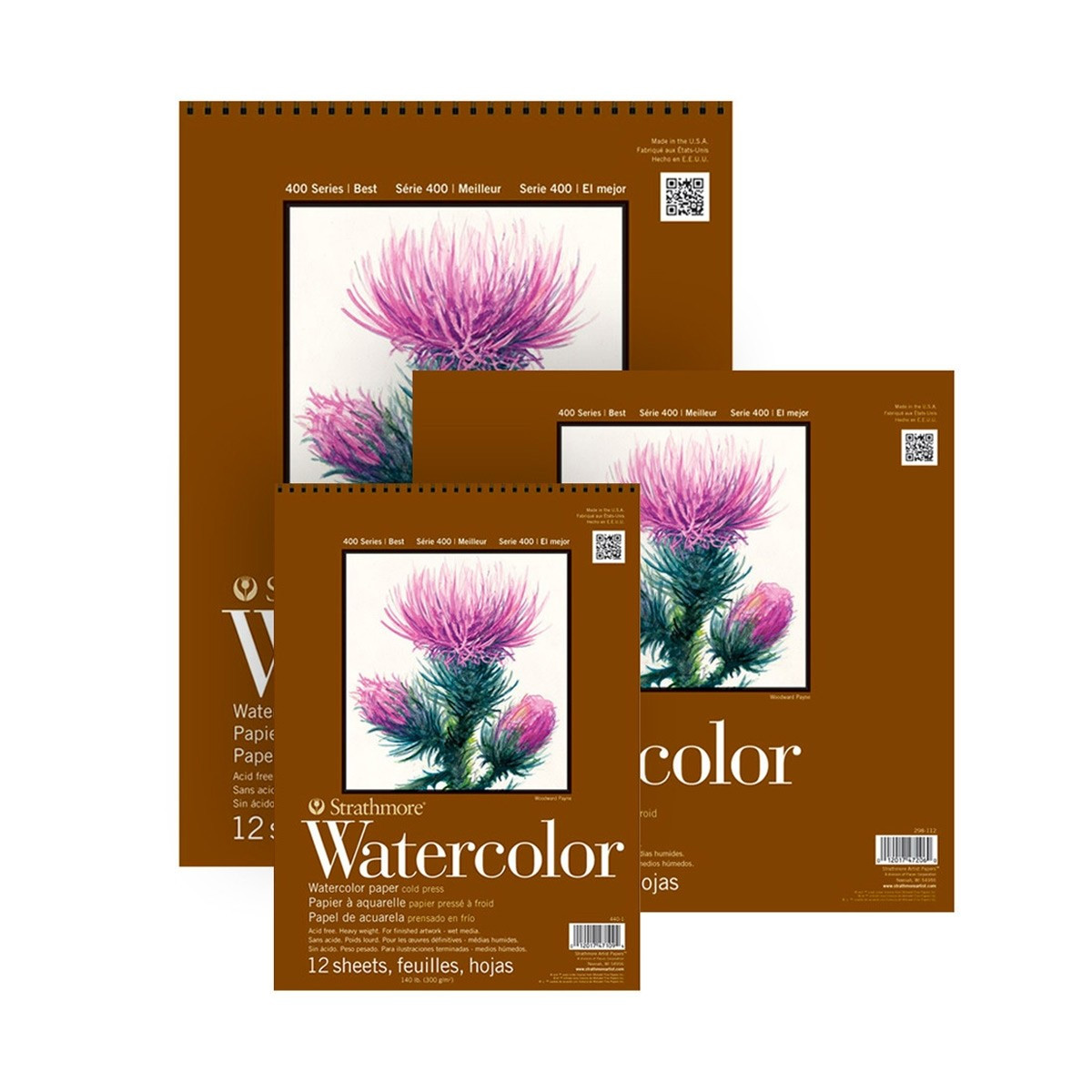 140 lb. Strathmore Watercolor Paper -Bulk Packed- two sizes 11x15 & 15x22 •  PAPER SCISSORS STONE