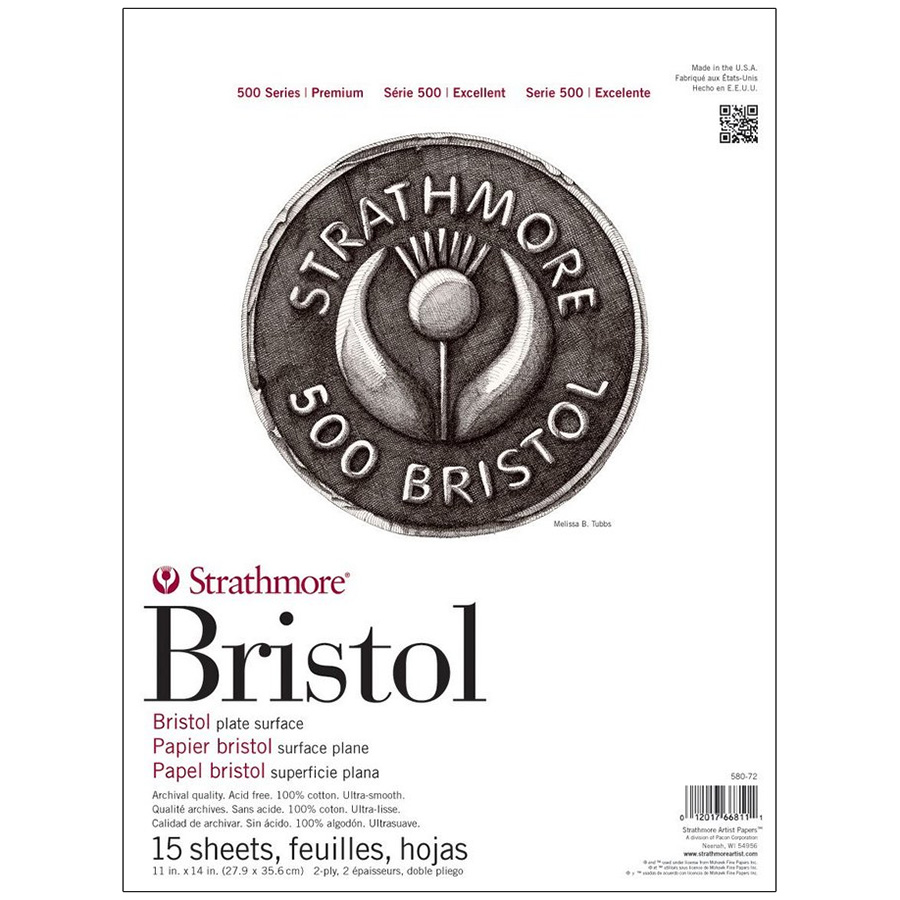 Departments - Strathmore 300 Series Bristol Vellum 14x17 Tape Bound Pad (20  Sheets)