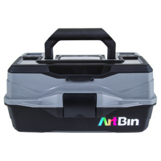 ArtBin 6918AB Twin Top 17 inch Supply Box, Portable Art & Craft Supply  Organizer with Handle, [1] Plastic Storage Case, Black