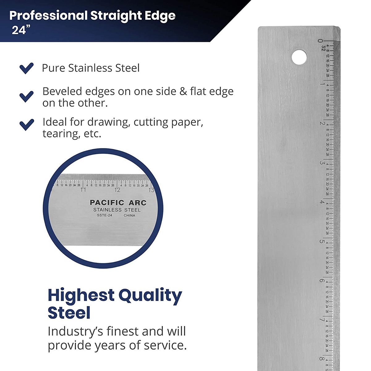 Pacific Arc Heavy Duty Straightedge – Inches (SSTE)