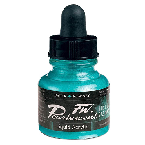 Daler-Rowney FW Pearlescent Acrylic Ink | Silver Pearl Calligraphy & Art Ink, 29.5ml Bottle - View #3